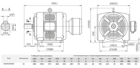 Электродвигатель с фазным ротором ENERAL 5АНК400SD10